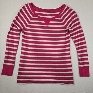 Old Navy Women's XL‎ Mulberry & Grey Striped Thermal Top